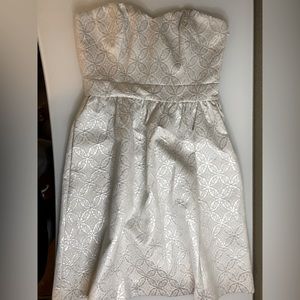 Shelli Segal Laundry White & Metallic Silver Dress